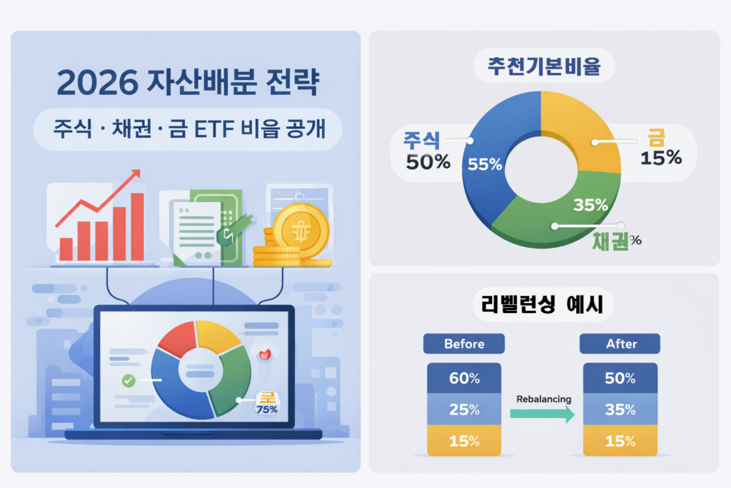 2026년 기준 개인 투자자를 위한 주식·채권·금 ETF 자산배분 예시 비율